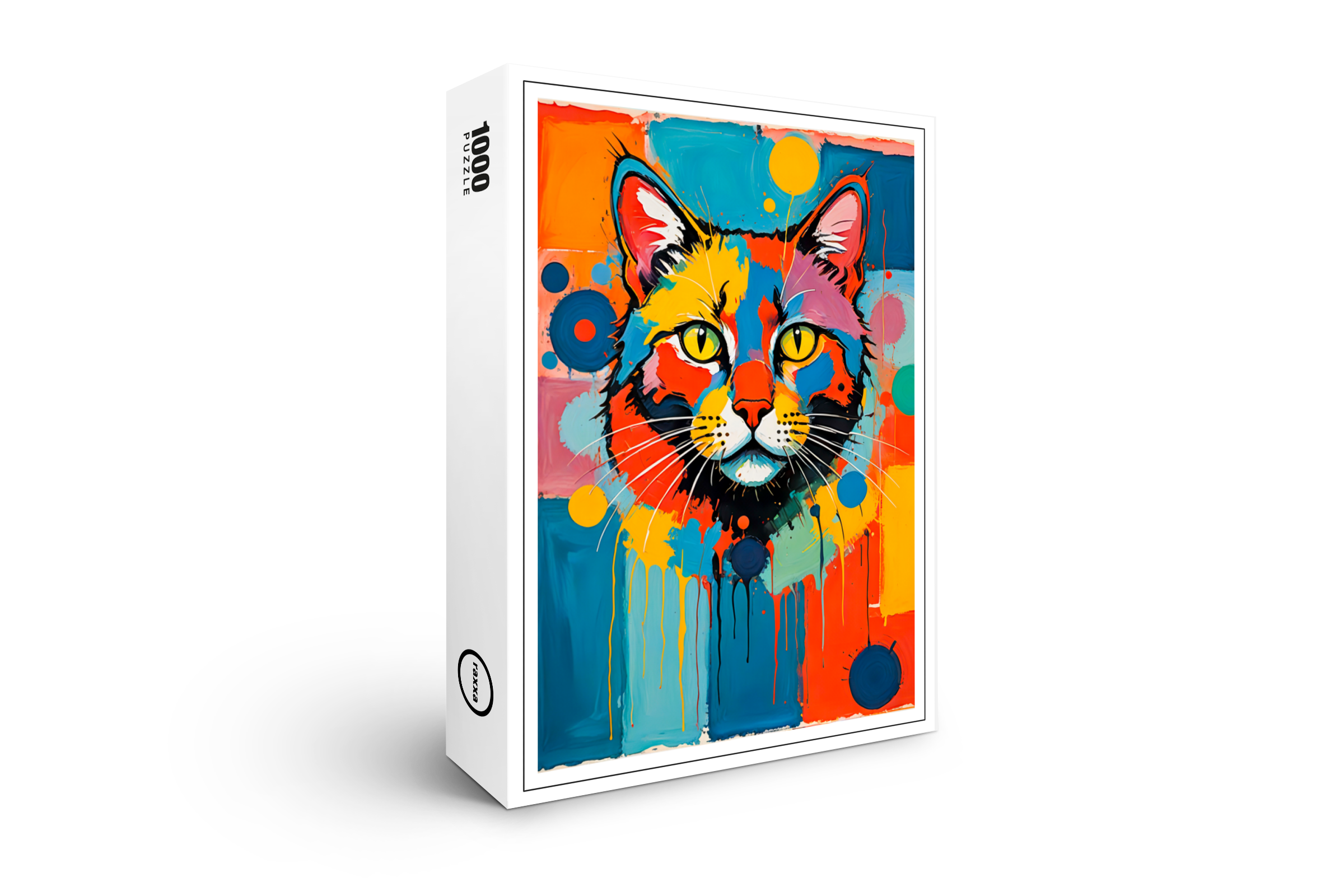 raxxa Premium-Puzzle: Abstract Cubist Cat Art Illustration