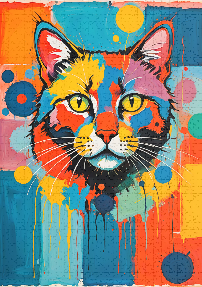 raxxa Premium-Puzzle: Abstract Cubist Cat Art Illustration - Image 2