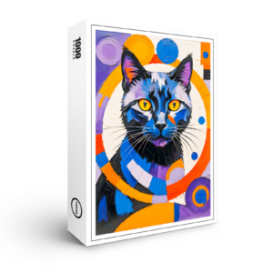raxxa Premium-Puzzle: Modern Geometric Cat Art painting