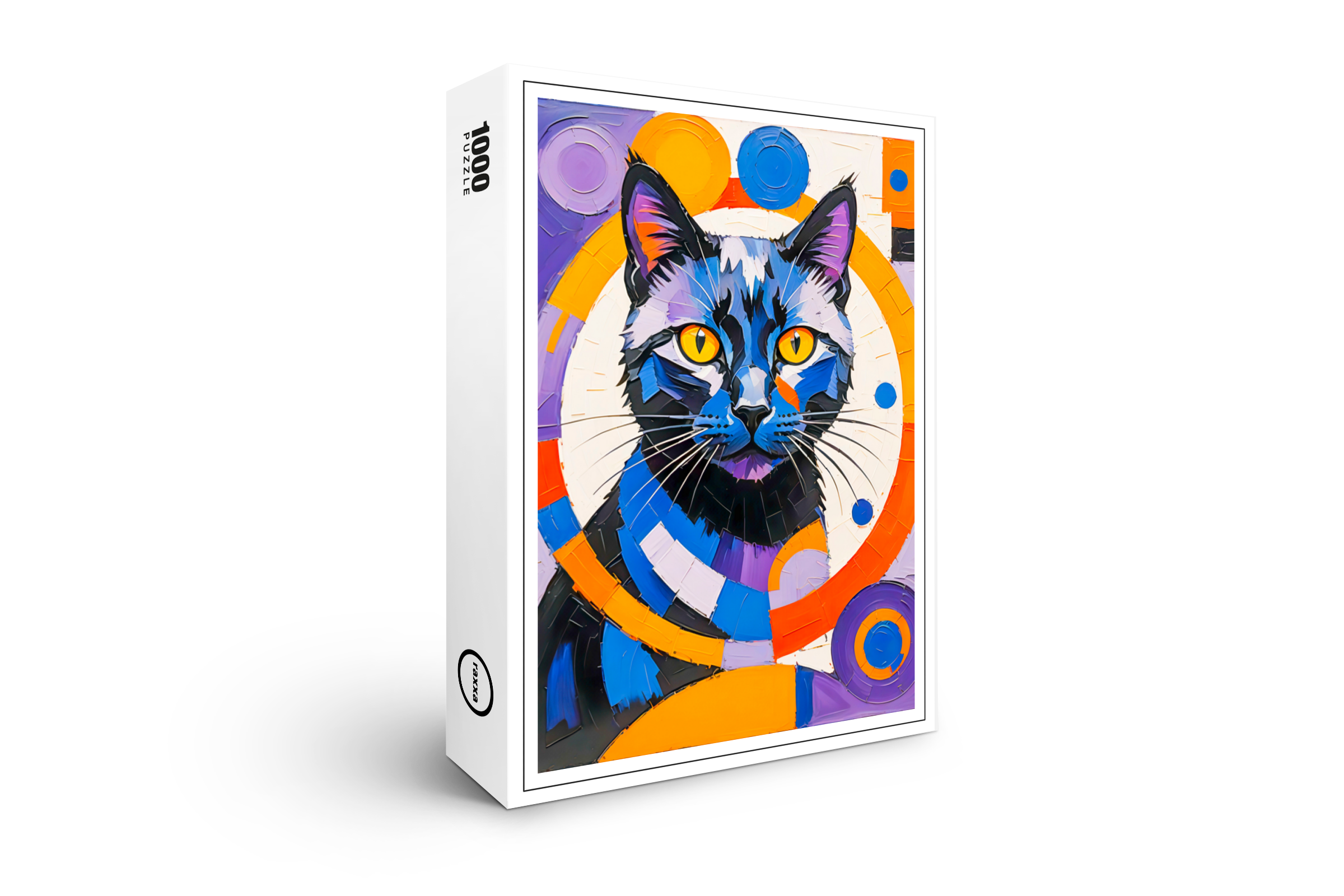 raxxa Premium-Puzzle: Modern Geometric Cat Art painting