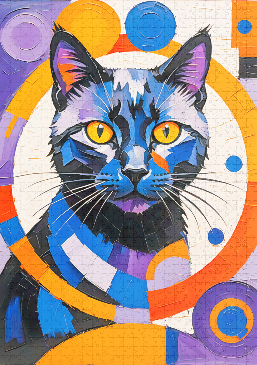 raxxa Premium-Puzzle: Modern Geometric Cat Art painting - immagine 2