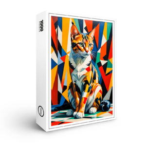 raxxa Premium-Puzzle: Bright Cubist Cat Art Design