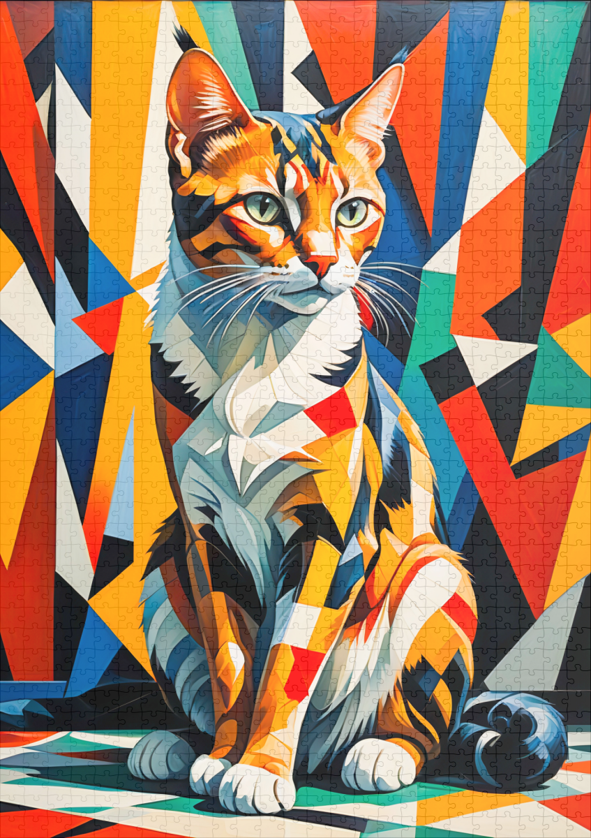 raxxa Premium-Puzzle: Bright Cubist Cat Art Design – Image 2