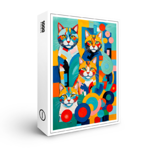 raxxa Premium-Puzzle: Vivid Cubist Cats Painting