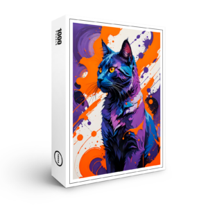 raxxa Premium-Puzzle: Vibrant Cubist Cat Portrait illustration