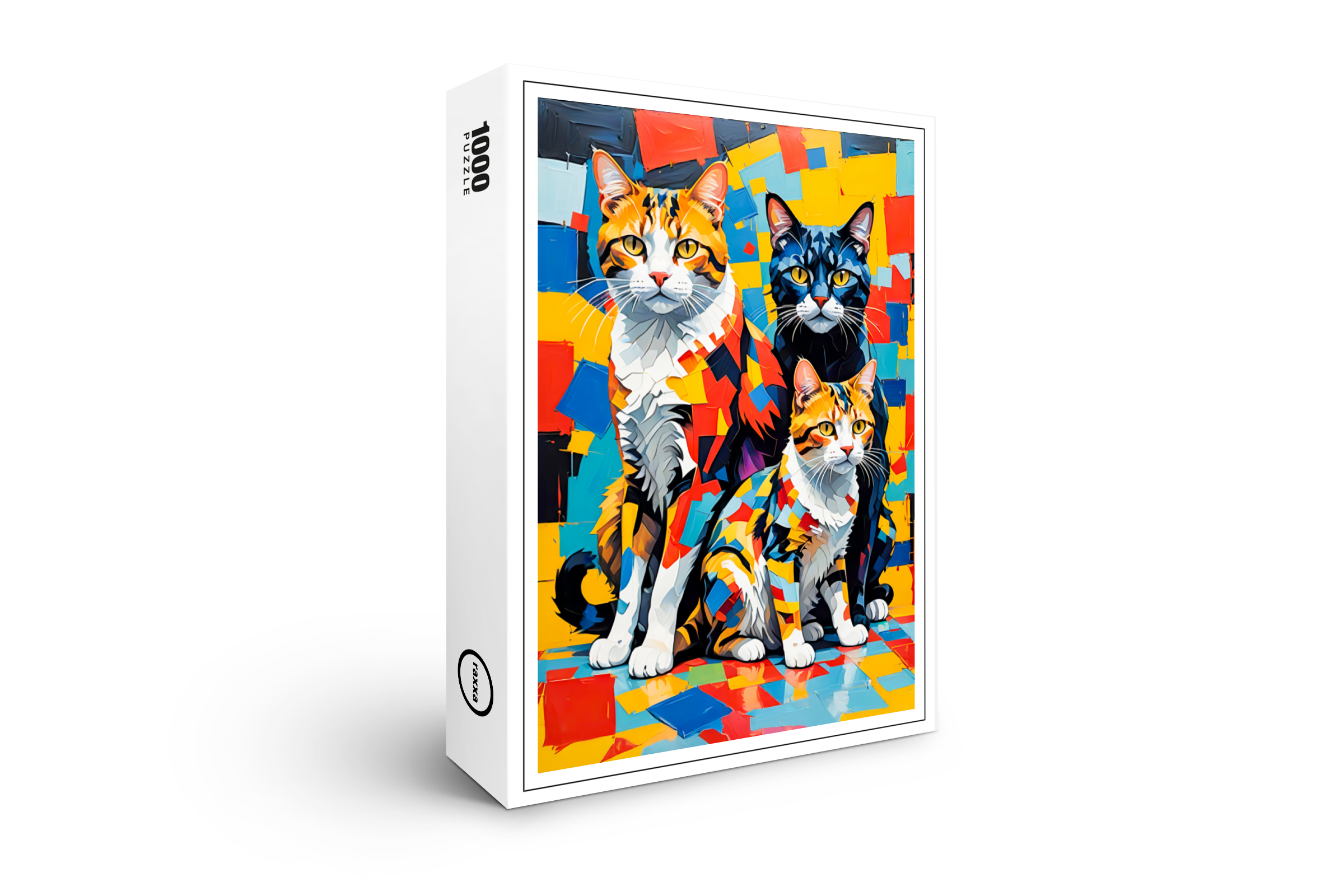 raxxa Premium-Puzzle: Colorful Geometric Feline Portraits