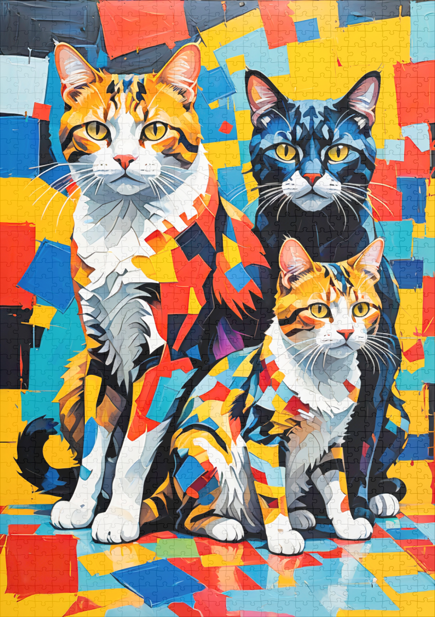 raxxa Premium-Puzzle: Colorful Geometric Feline Portraits - immagine 2