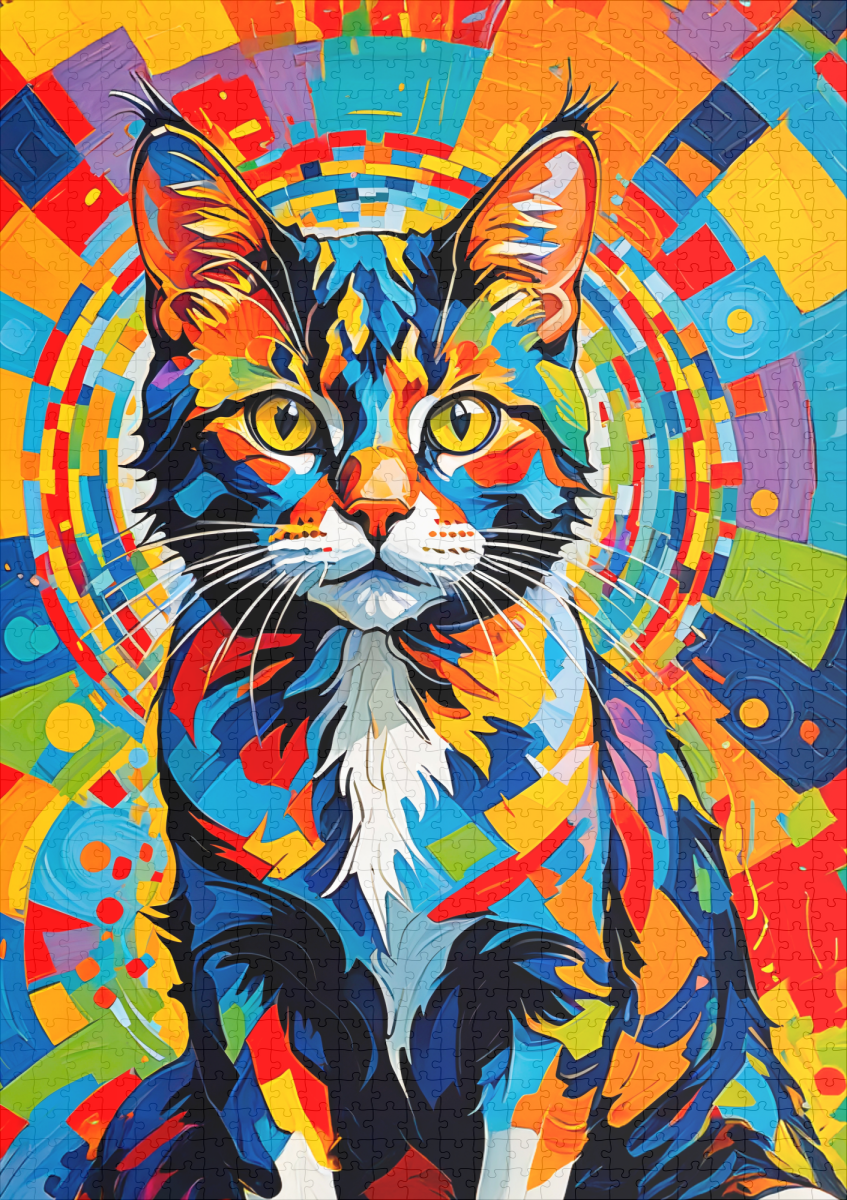 raxxa Premium-Puzzle: Bold Abstract Cat Art Painting - immagine 2