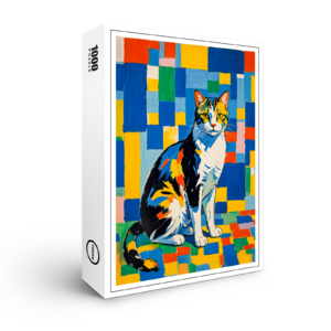 raxxa Premium-Puzzle: Modern Geometric Cat Artwork