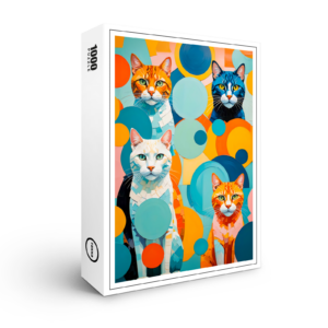 raxxa Premium-Puzzle: Abstract Geometric Cats Painting