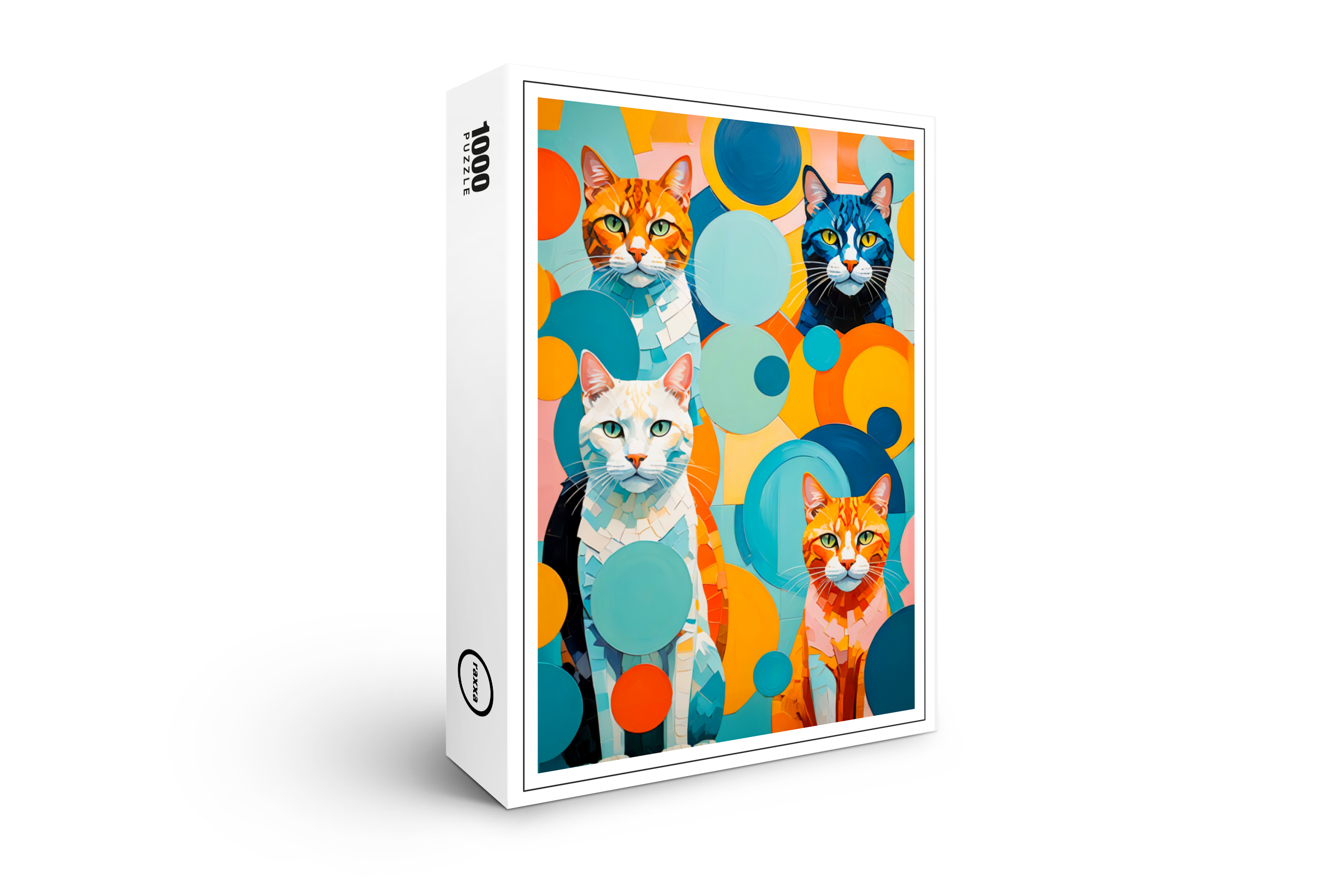 raxxa Premium-Puzzle: Abstract Geometric Cats Painting