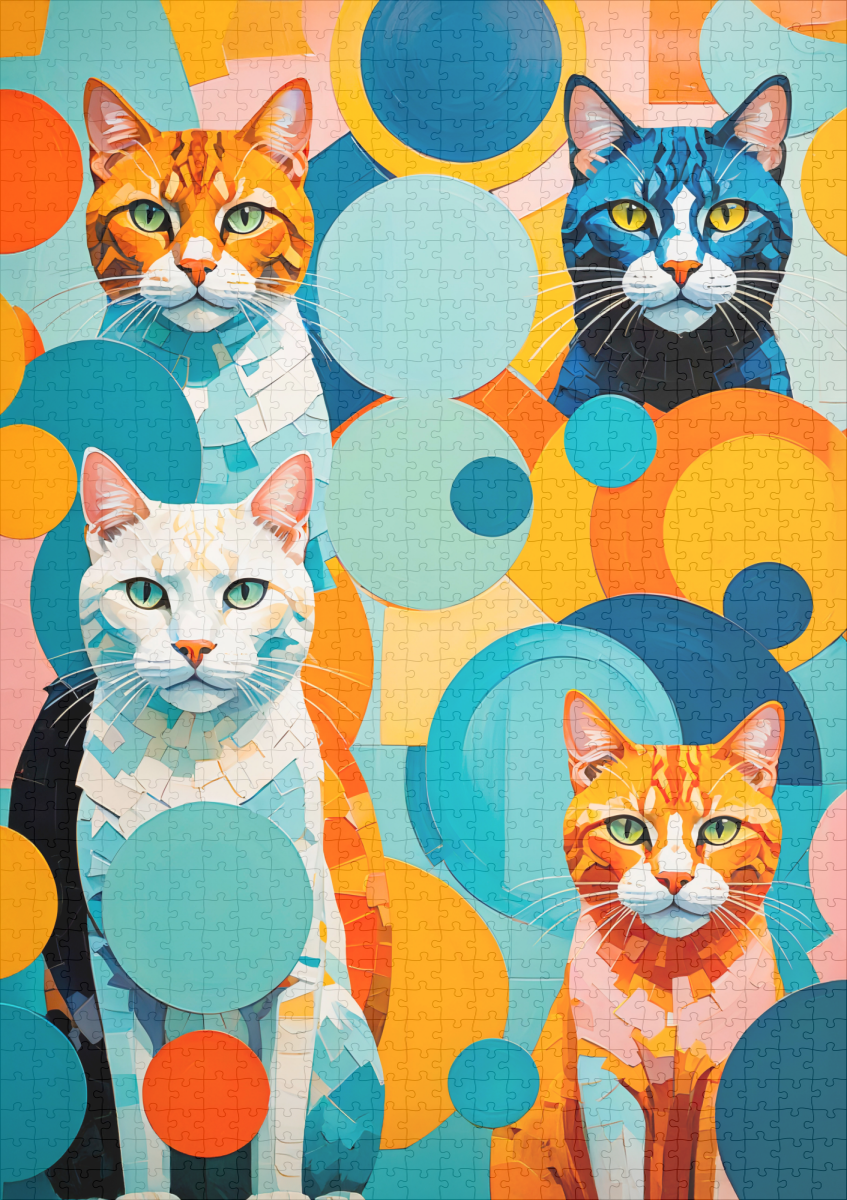raxxa Premium-Puzzle: Abstract Geometric Cats Painting – Image 2