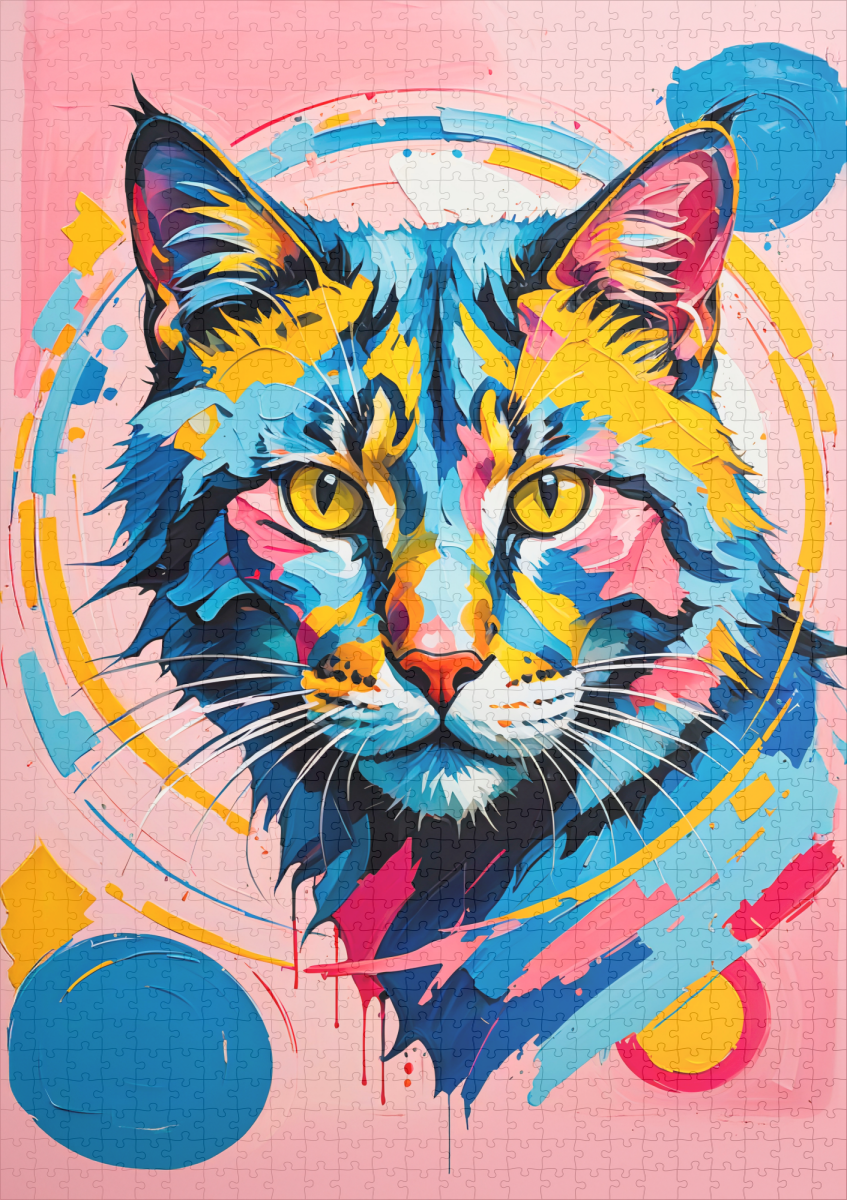 raxxa Premium-Puzzle: Bold Geometric Feline Art Cat - immagine 2