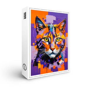 raxxa Premium-Puzzle: Modern Cubist Cat Art Painting