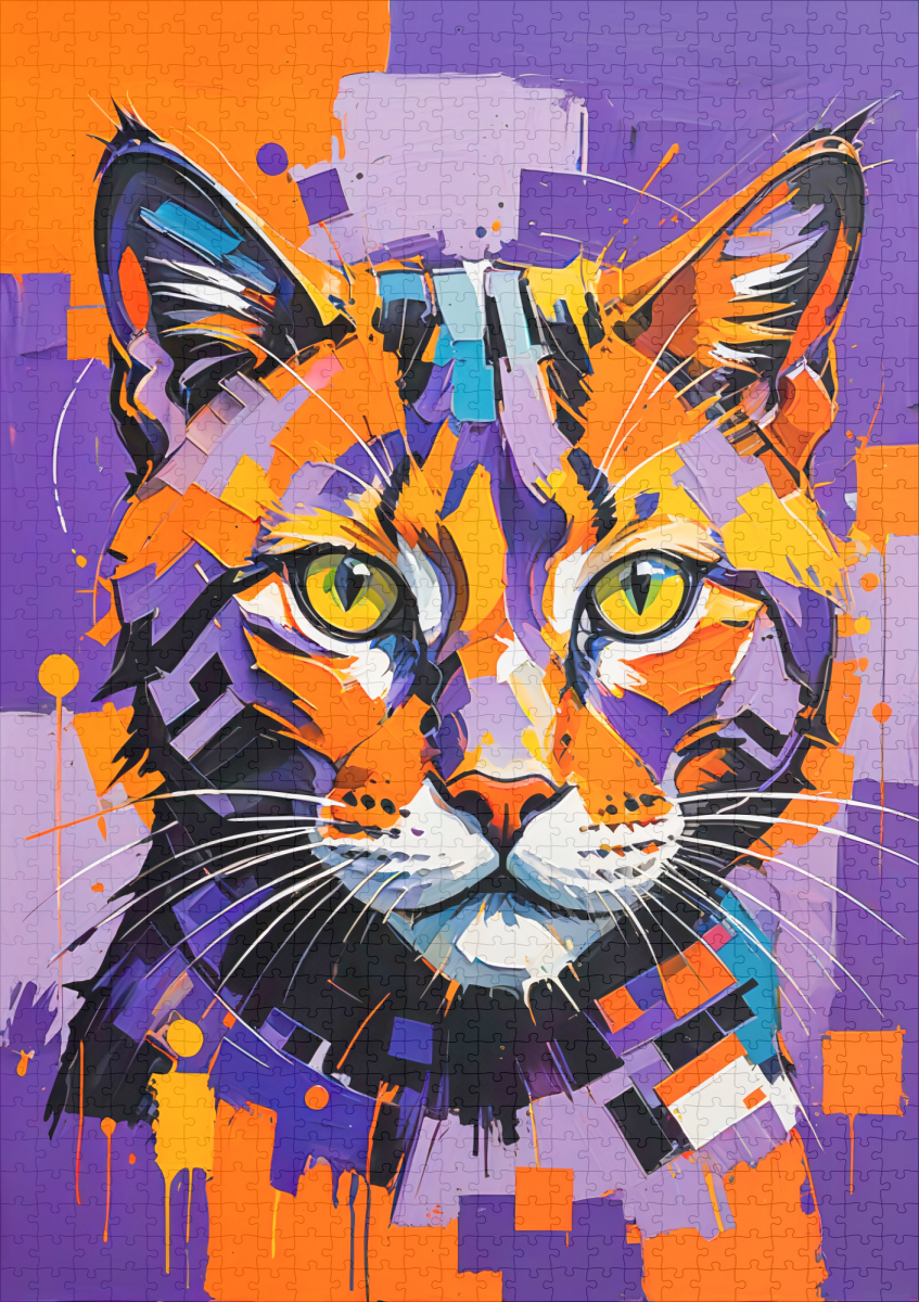 raxxa Premium-Puzzle: Modern Cubist Cat Art Painting – Image 2