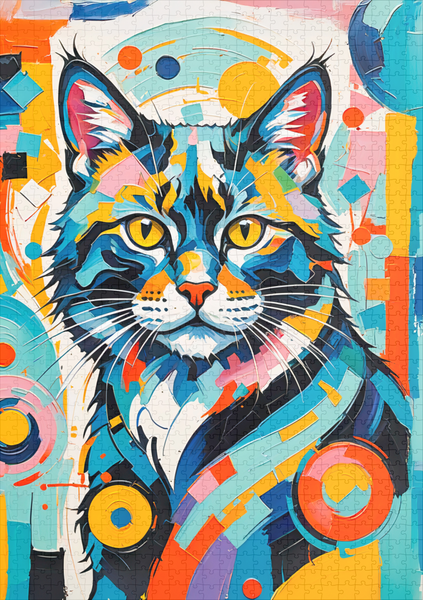 raxxa Premium-Puzzle: Abstract Feline Geometric Art Cat - immagine 2