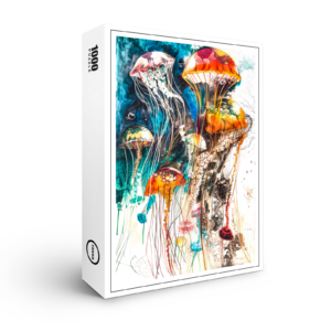 raxxa Premium-Puzzle: Abstract Watercolor Illustration of Jellyfish