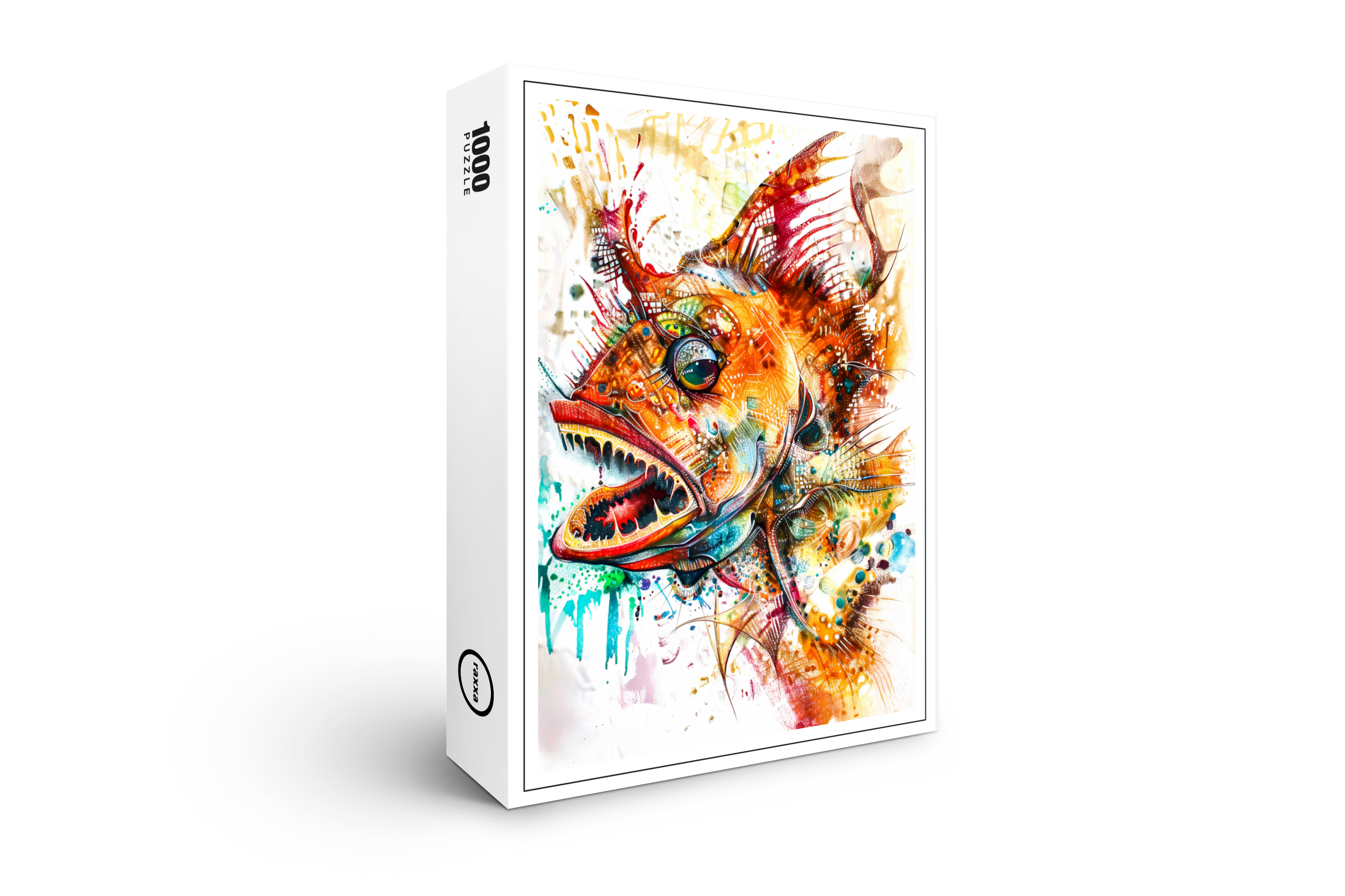 raxxa Premium-Puzzle: Abstract Watercolor Illustration of a Deep-Sea Anglerfish