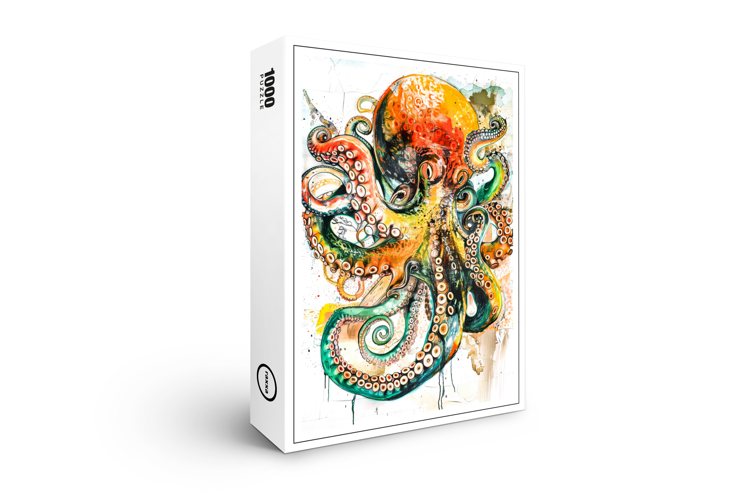 raxxa Premium-Puzzle: Abstract Watercolor Illustration of an Octopus