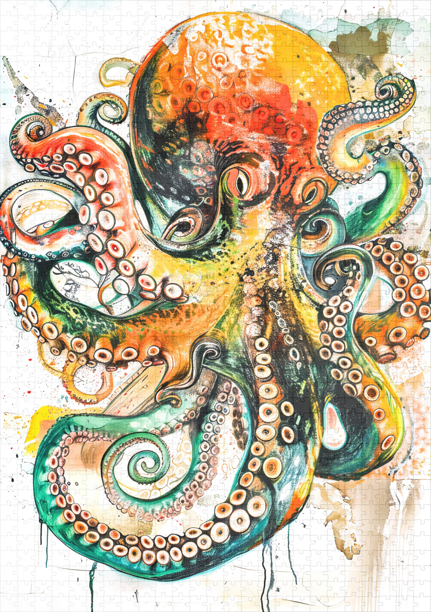 raxxa Premium-Puzzle: Abstract Watercolor Illustration of an Octopus - immagine 2
