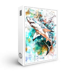 raxxa Premium-Puzzle: Abstract Watercolor Illustration of a Shark