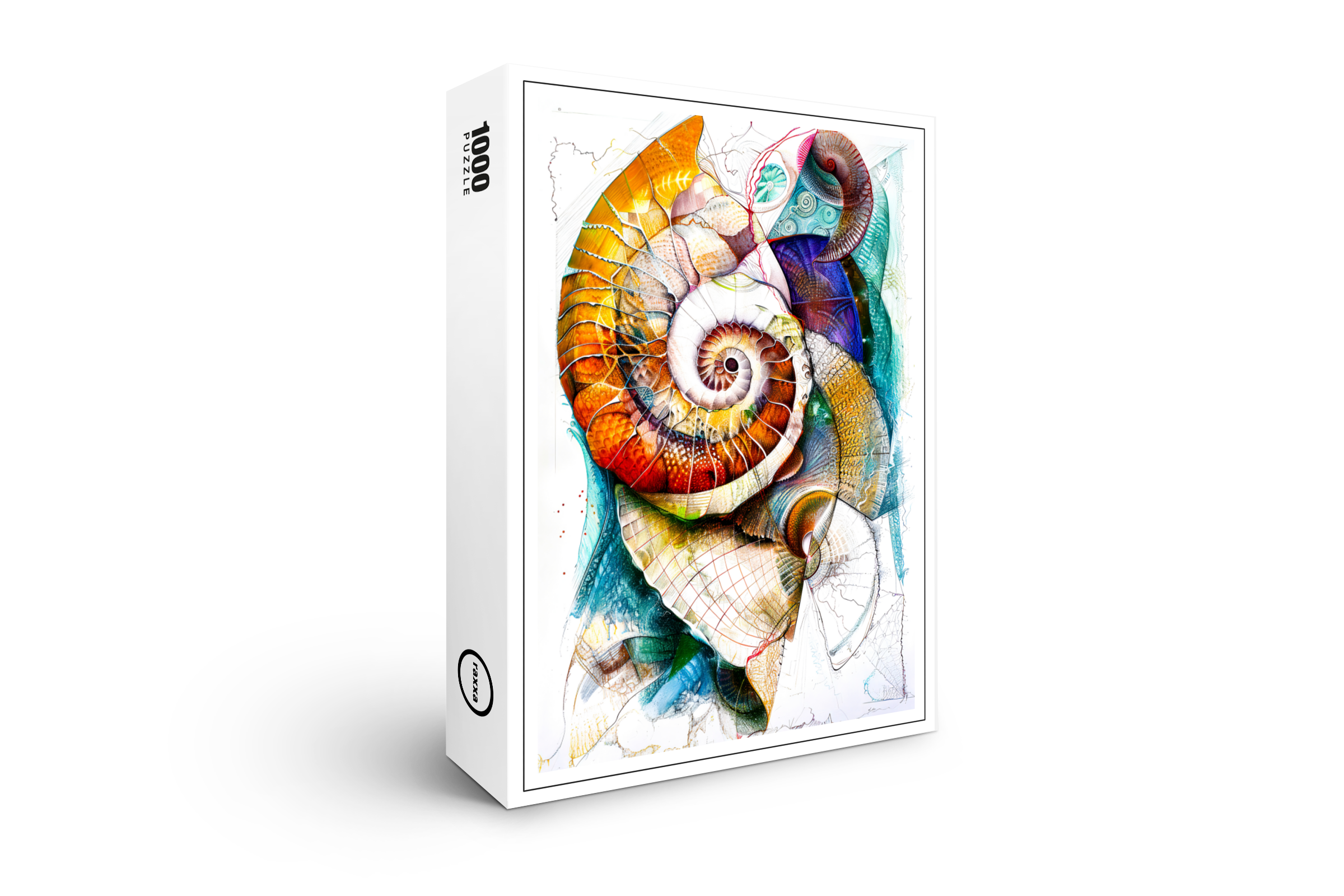 raxxa Premium-Puzzle: Abstract Watercolor Illustration of a Nautilus