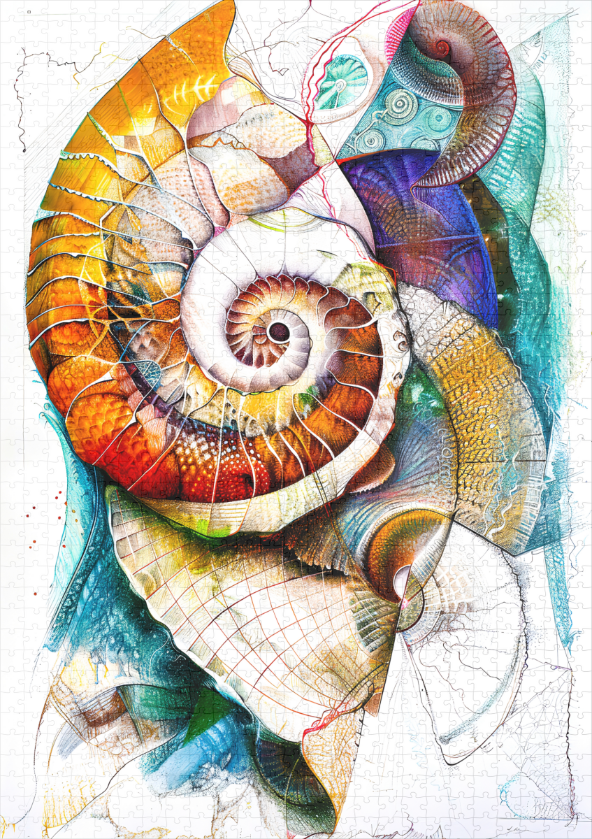 raxxa Premium-Puzzle: Abstract Watercolor Illustration of a Nautilus – Bild 2