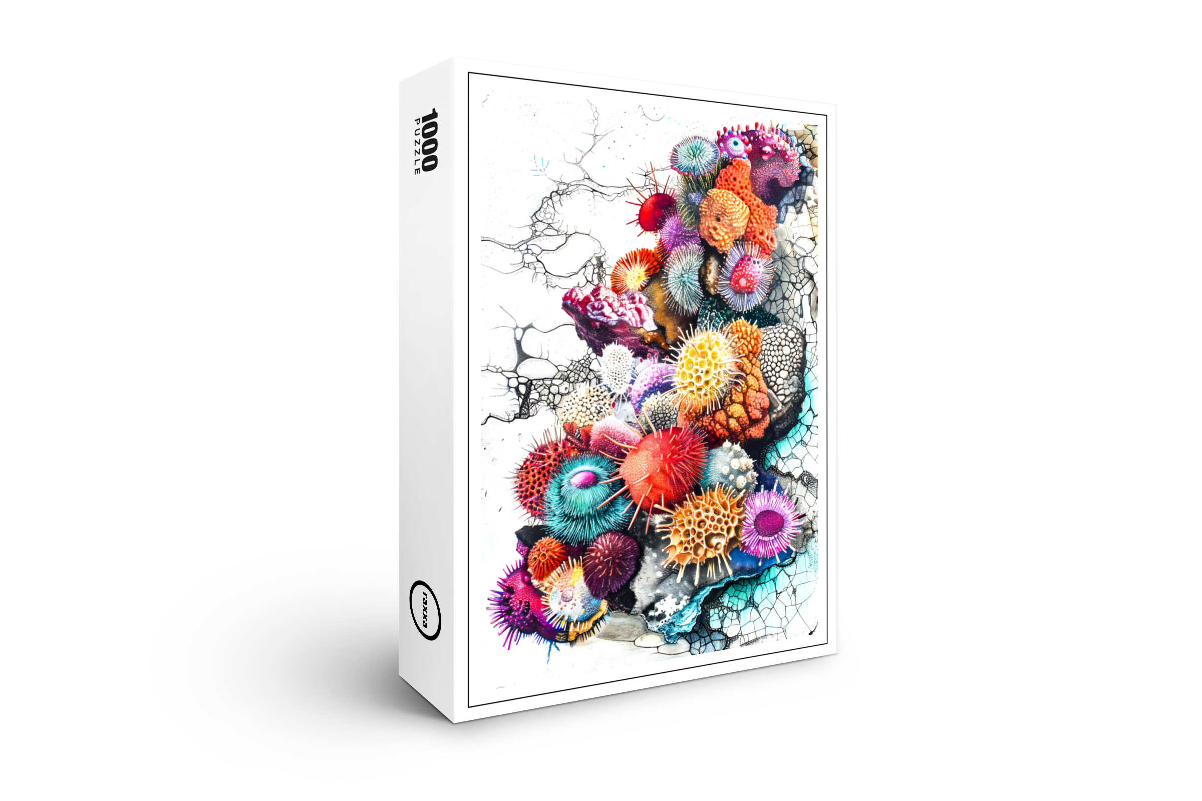 raxxa Premium-Puzzle: Abstract Watercolor Illustration of Colorful Sea Anemones