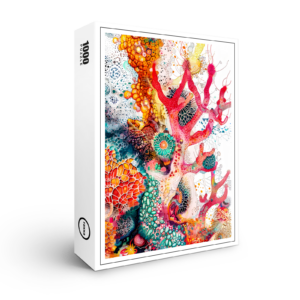 raxxa Premium-Puzzle: Abstract Watercolor Illustration of Coral Reefs
