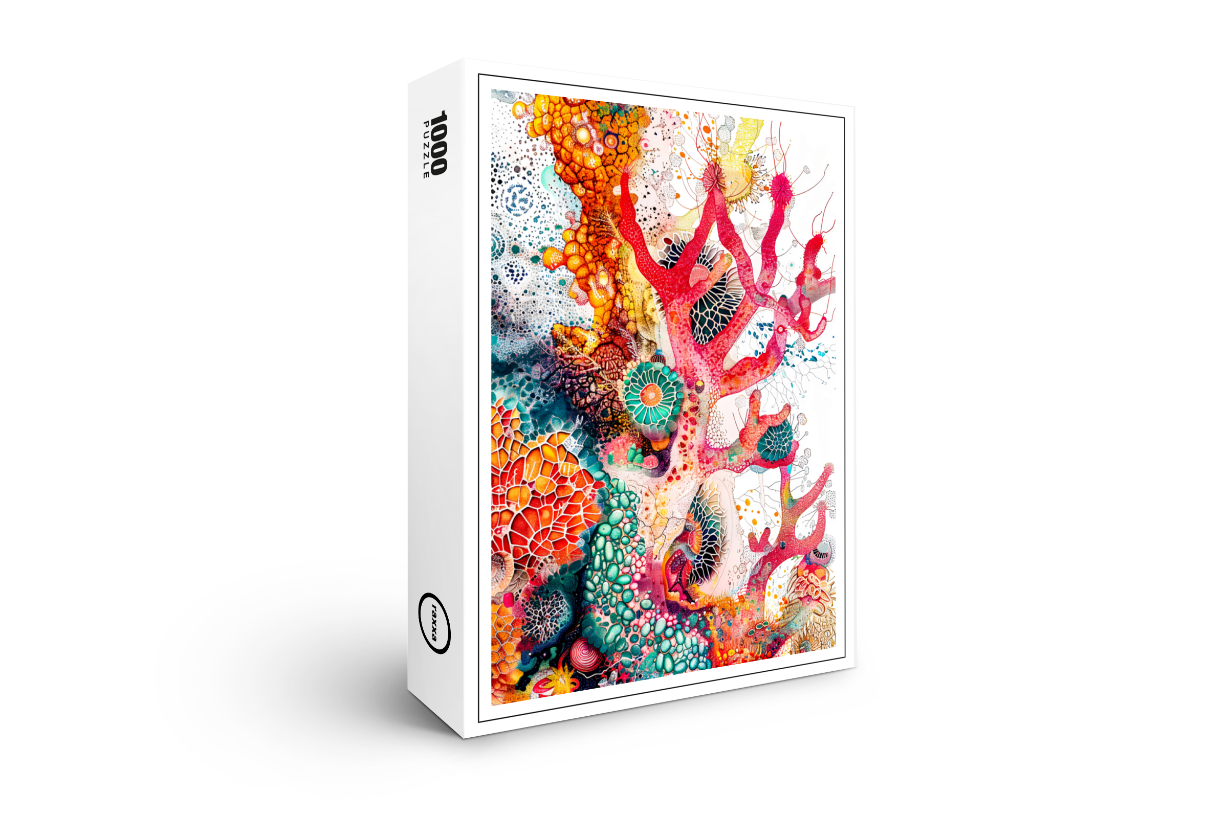 raxxa Premium-Puzzle: Abstract Watercolor Illustration of Coral Reefs