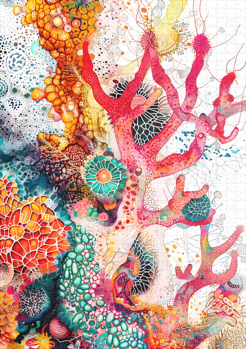 raxxa Premium-Puzzle: Abstract Watercolor Illustration of Coral Reefs – Image 2
