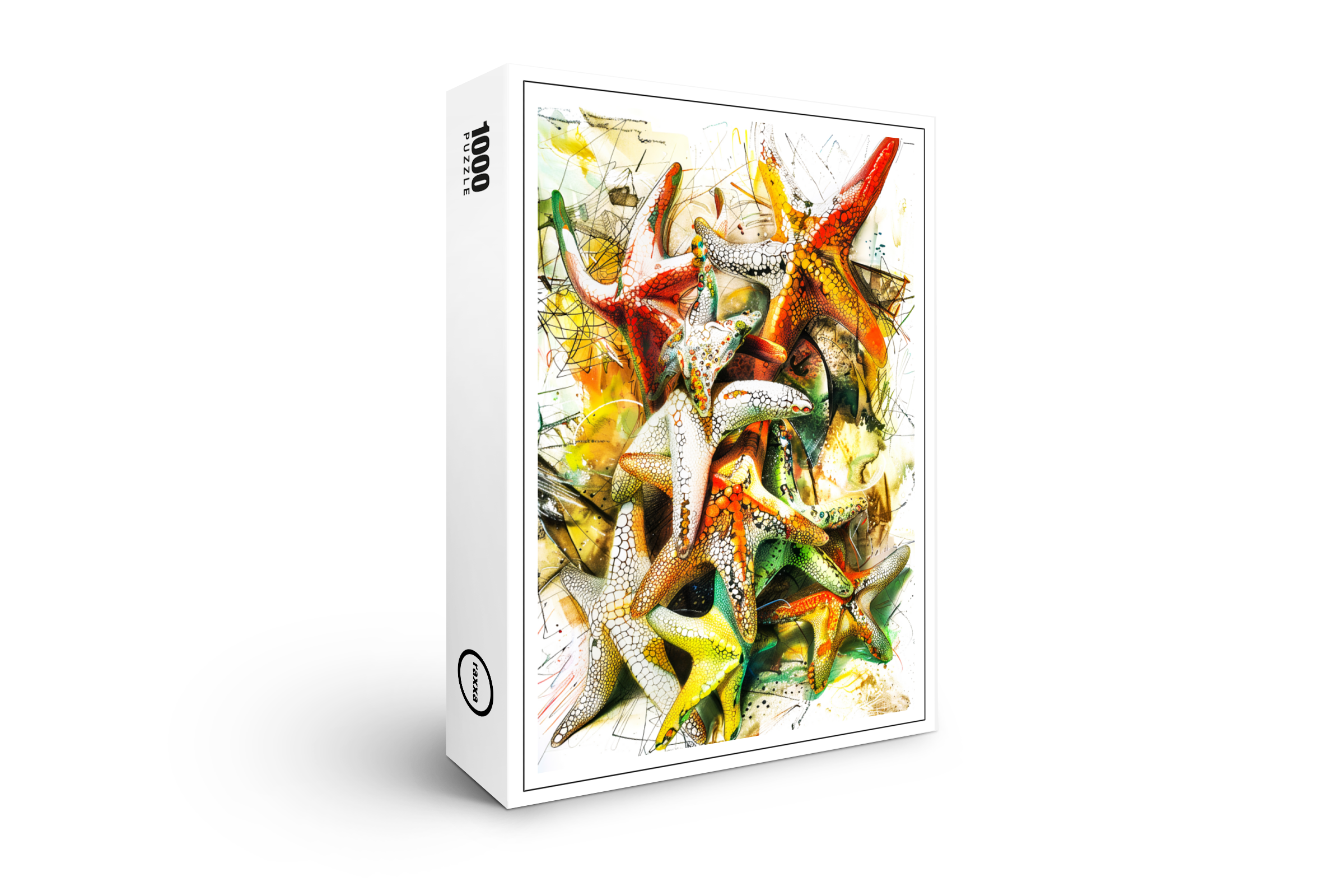 raxxa Premium-Puzzle: Abstract Watercolor Illustration of Starfish