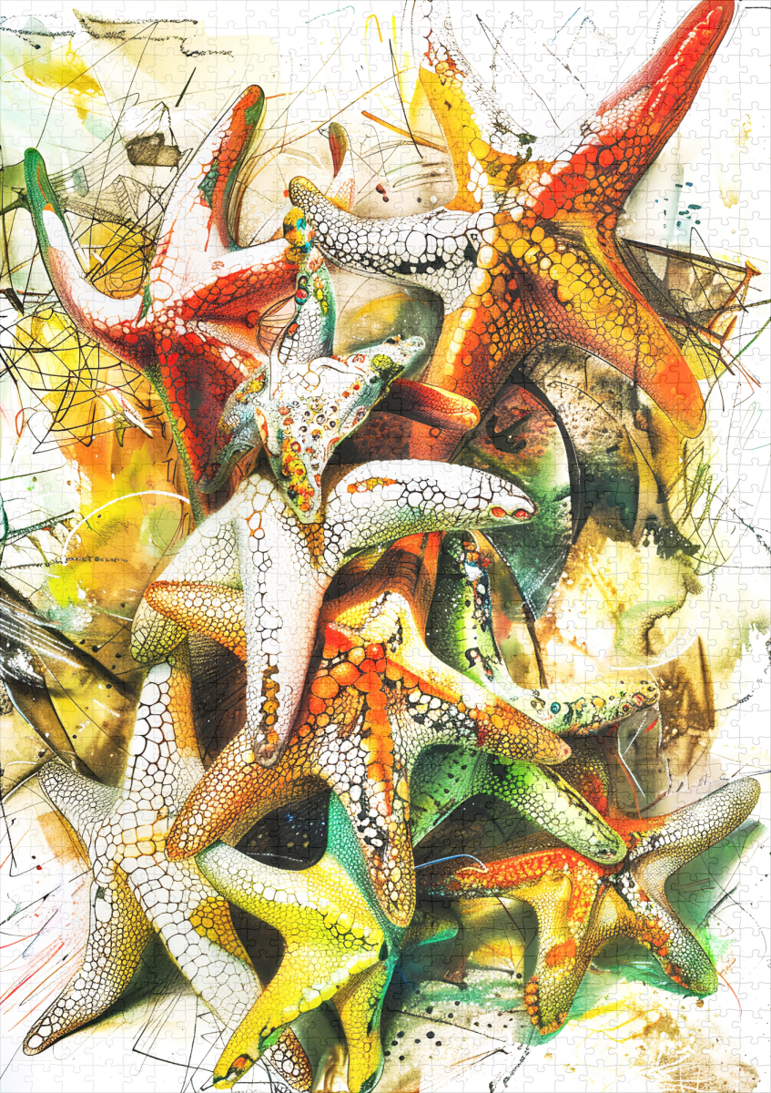 raxxa Premium-Puzzle: Abstract Watercolor Illustration of Starfish - immagine 2