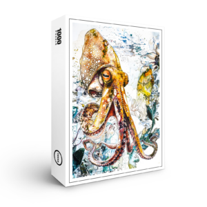 raxxa Premium-Puzzle: Abstract Watercolor Illustration of a Squid