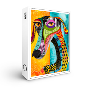 raxxa Premium-Puzzle: Pop-Art Dog in Expressive Colors