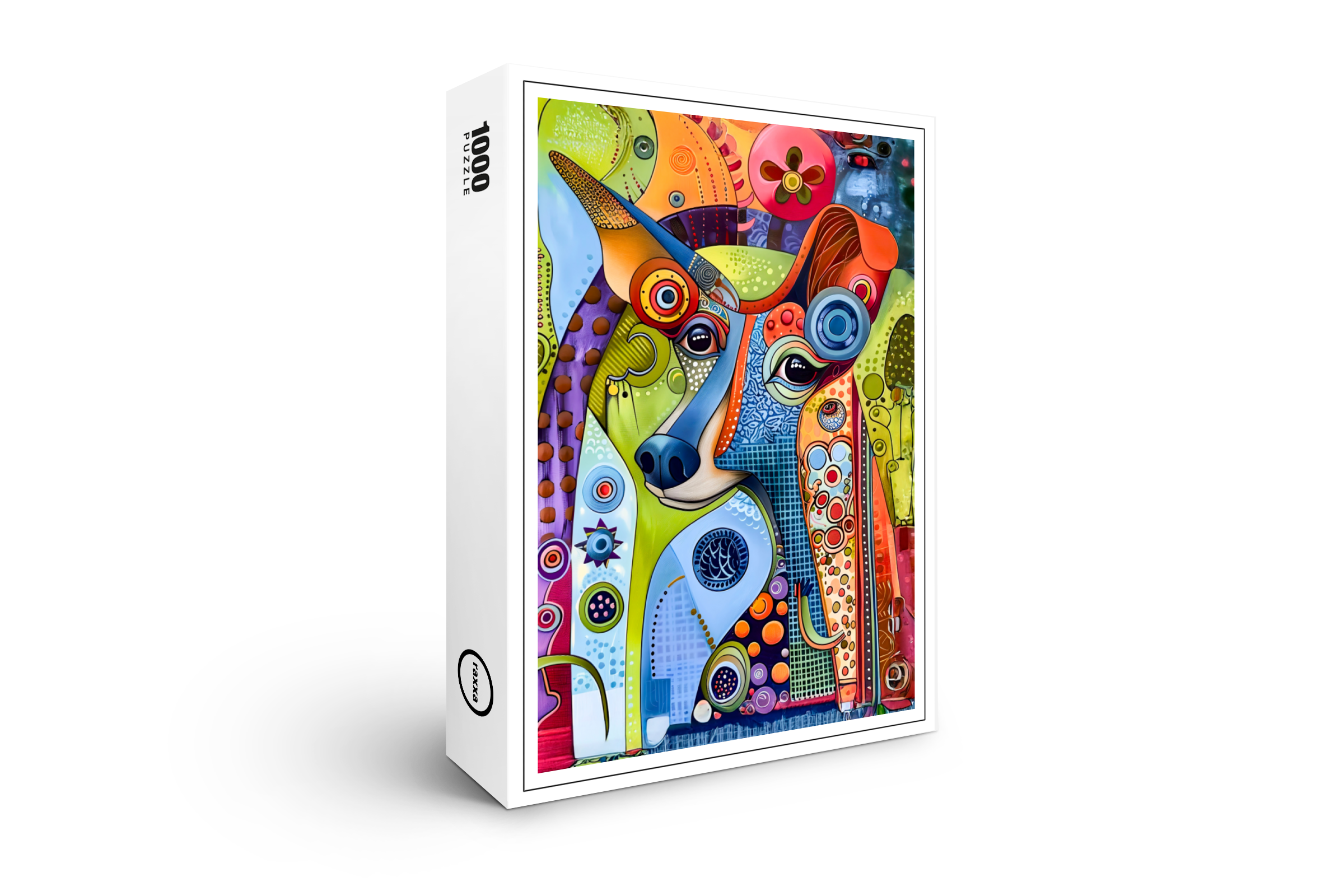 raxxa Premium-Puzzle: Pop-Art Dog in Bright Colors