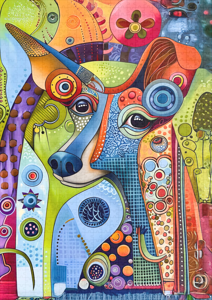raxxa Premium-Puzzle: Pop-Art Dog in Bright Colors - Image 2