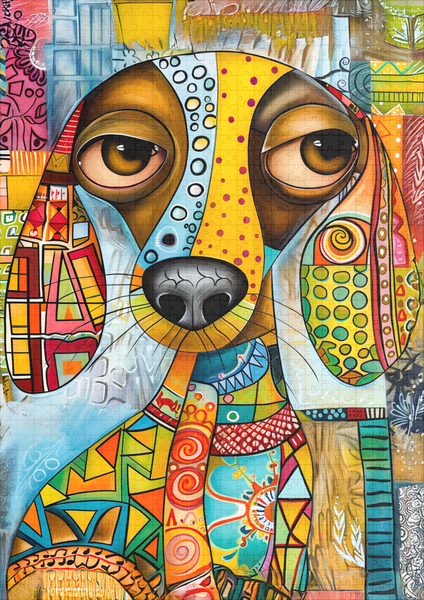 raxxa Premium-Puzzle: Retro-Inspired Pop-Art Dog Face - Imagen 2