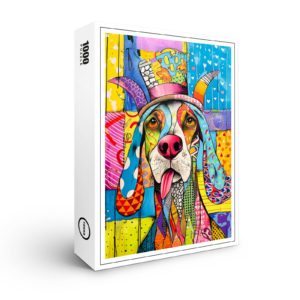 raxxa Premium-Puzzle: Pop-Art Dog Portrait in Retro Style