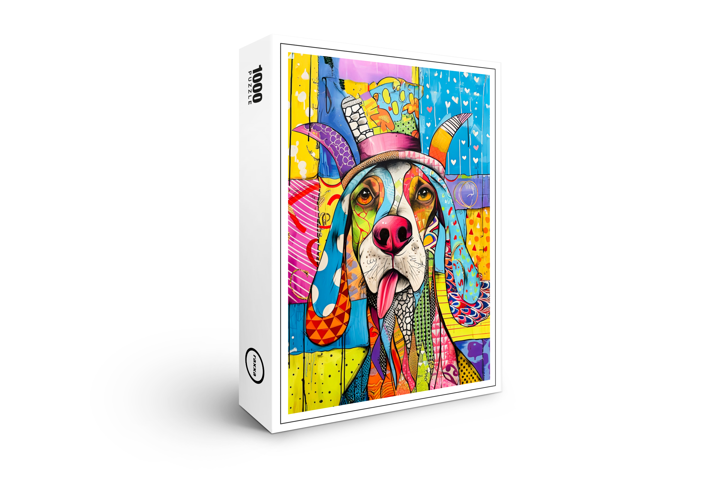 raxxa Premium-Puzzle: Pop-Art Dog Portrait in Retro Style