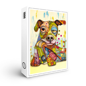 raxxa Premium-Puzzle: Colorful Pop-Art Dog Face
