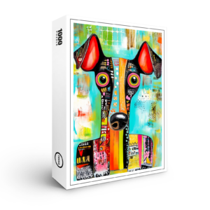 raxxa Premium-Puzzle: Crazy Dog Face in Pop-Art Style