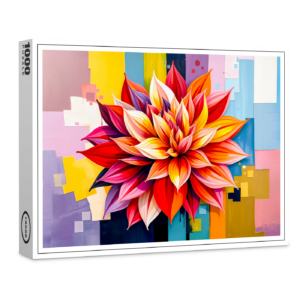 raxxa Premium-Puzzle: Colorful Dahlia in Modern Abstract Style