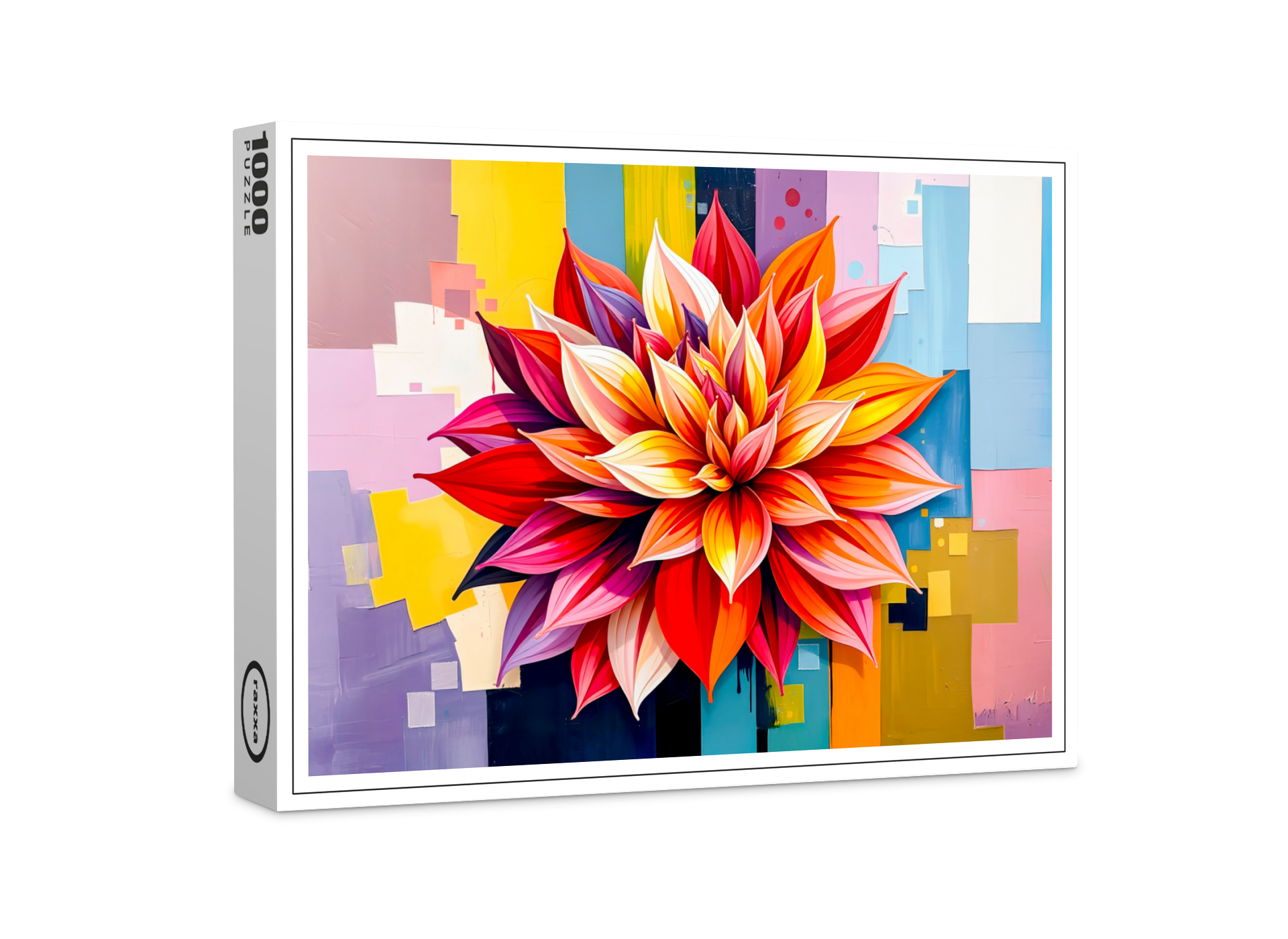 raxxa Premium-Puzzle: Colorful Dahlia in Modern Abstract Style