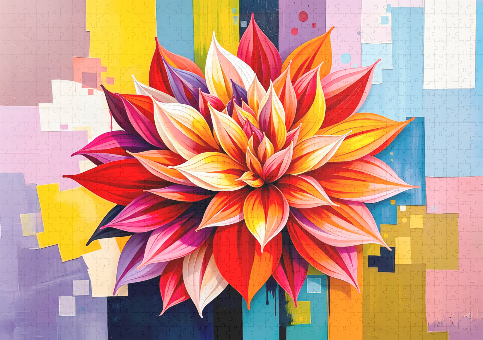 raxxa Premium-Puzzle: Colorful Dahlia in Modern Abstract Style - immagine 2