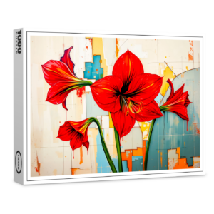 raxxa Premium-Puzzle: Vibrant Amaryllis in Modern Abstract Style