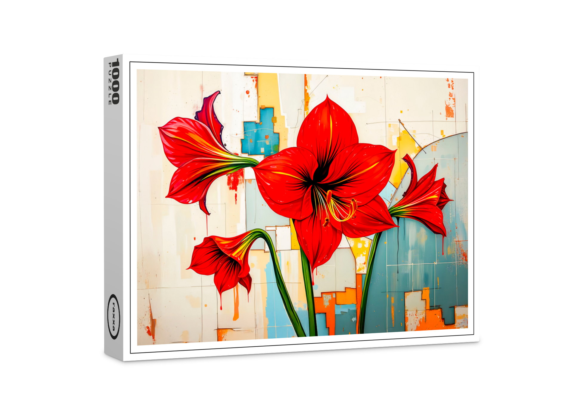 raxxa Premium-Puzzle: Vibrant Amaryllis in Modern Abstract Style