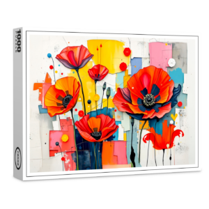raxxa Premium-Puzzle: Vibrant Poppy in Modern Abstract Style