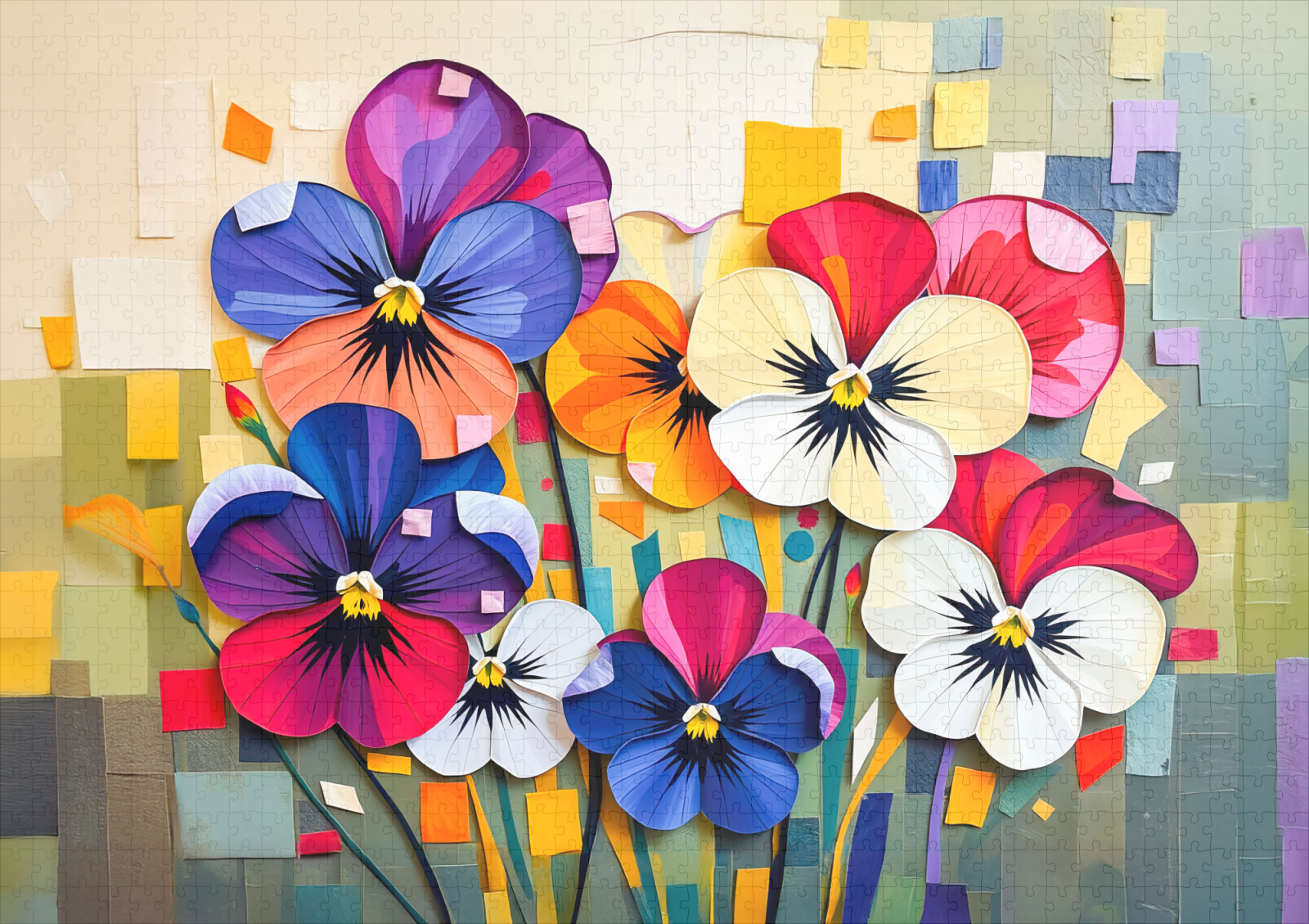 raxxa Premium-Puzzle: Charming Pansy in Modern Abstract Style – Bild 2