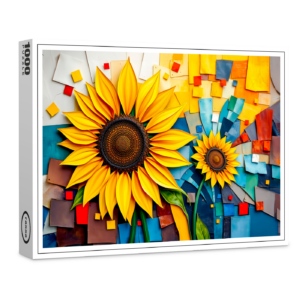 raxxa Premium-Puzzle: Radiant Sunflower in Modern Abstract Style